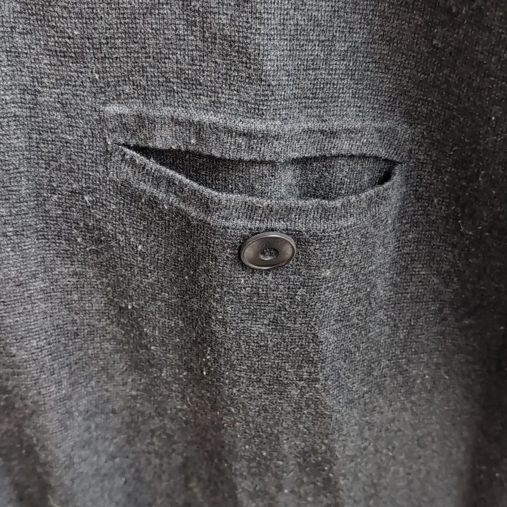 J Crew Dark Grey Merino Wool Cotton Blend Heavy Open Front Cardigan Size XL
